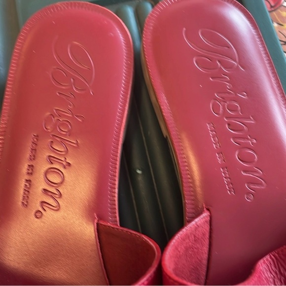 Brighton Women's Red Slide Sandals with Silver Accent - Picture 2 of 3